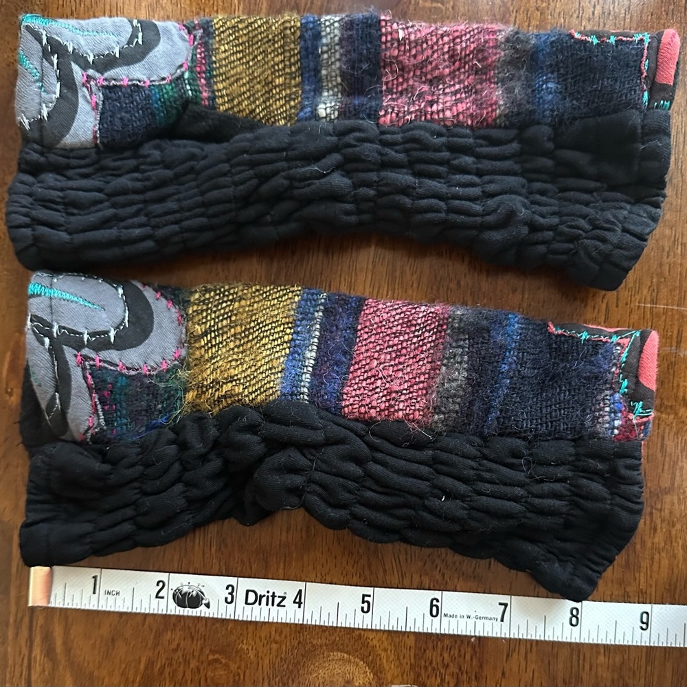 Boho Patchwork Fingerless Gloves Reversible & Coz… - image 1